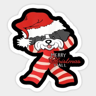 Merry Christmas Y'all Santa Shih Tzu Dog Xmas Lover Gift Sticker